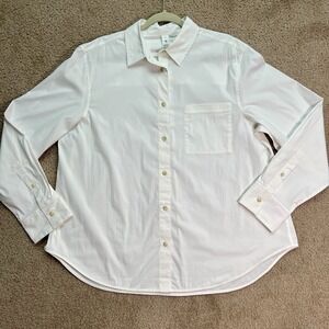 Lululemon Women's Cotton Blend Poplin White Button Down Shirt XL, NNT